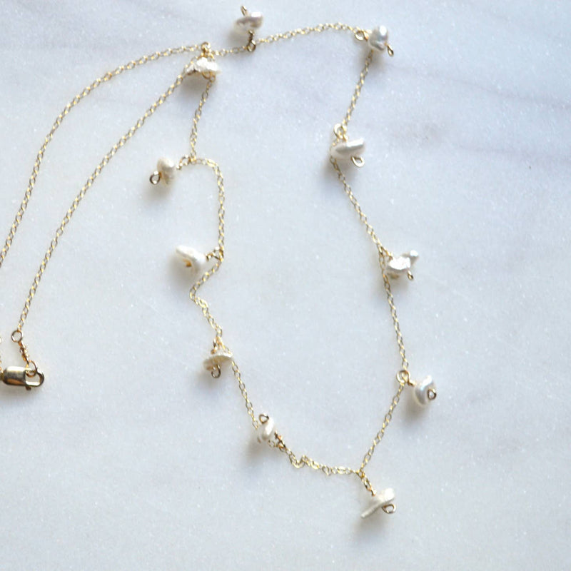 White Keshi Pearl Necklace
