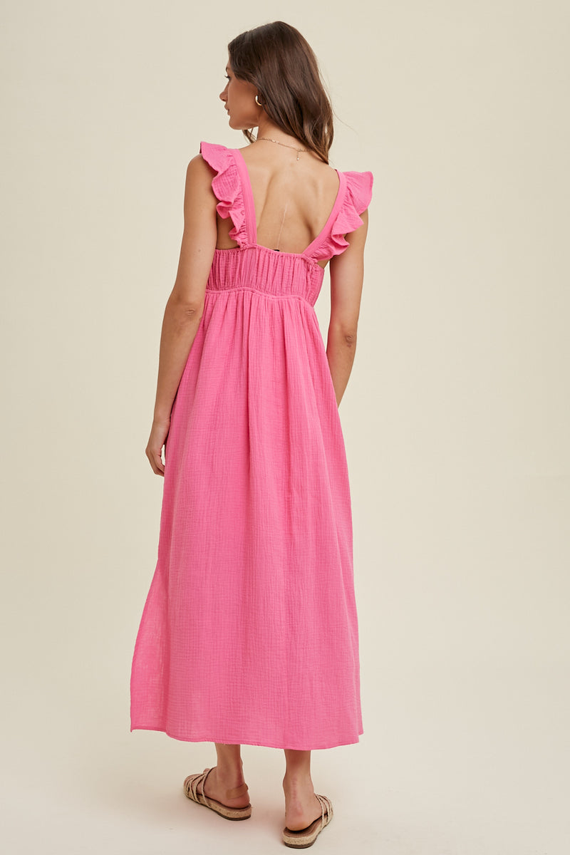 Hibiscus Gauze Midi Dress