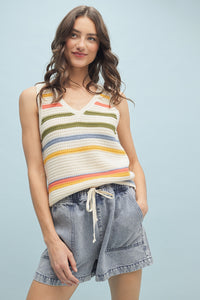 Multi-Color Striped Sweater Tank