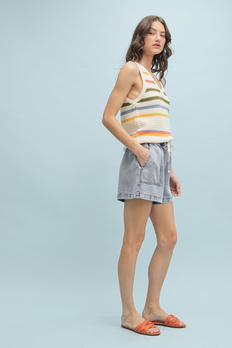 Multi-Color Striped Sweater Tank