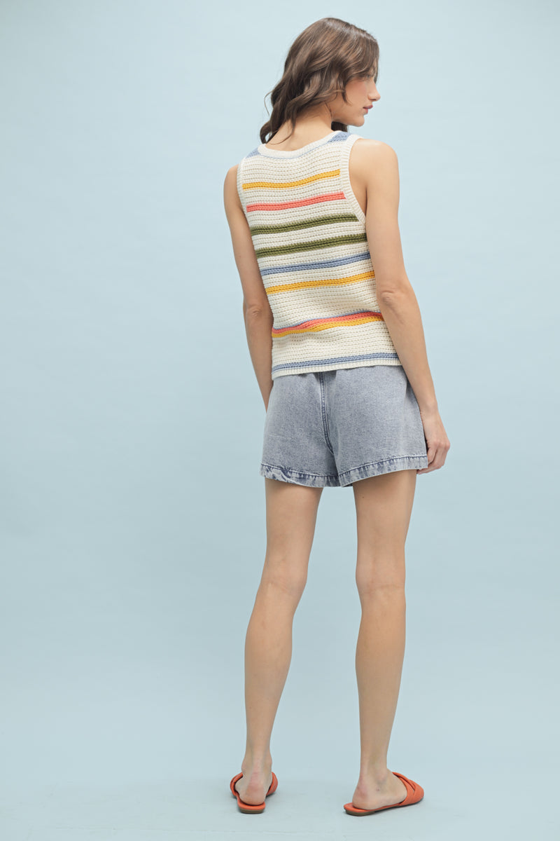 Multi-Color Striped Sweater Tank