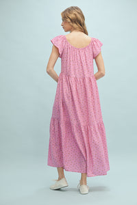 Floral Button-Up Midi Dress in Punch