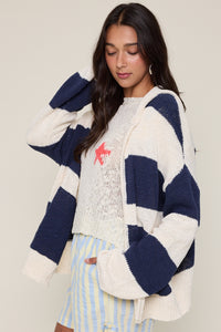 Striped Navy Sweater Cardigan