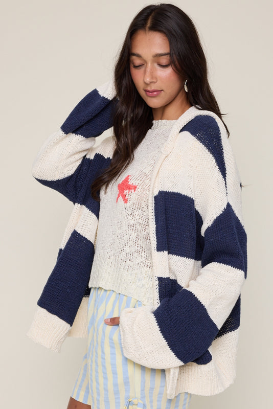 Striped Navy Sweater Cardigan