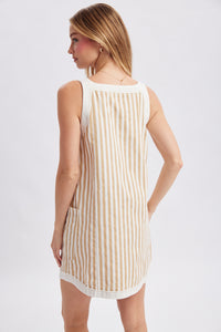 Striped Button-Up Mini Dress