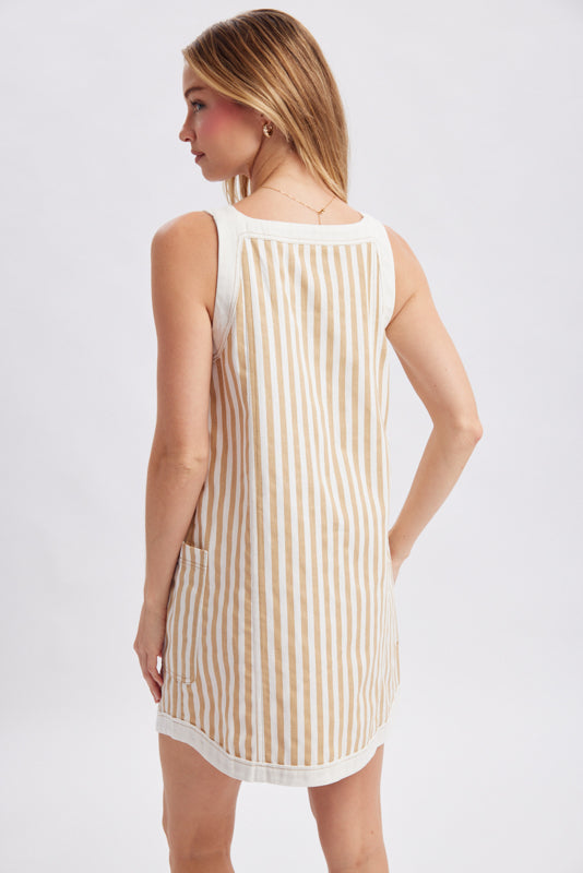 Striped Button-Up Mini Dress