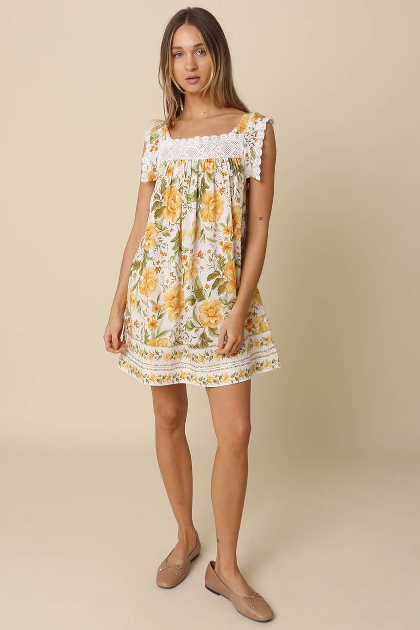 Angel Square-Neck Empire Mini Dress