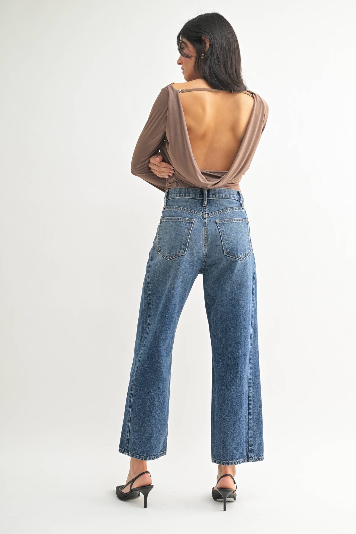 Twist Seam Barrel Jean - DARK DENIM