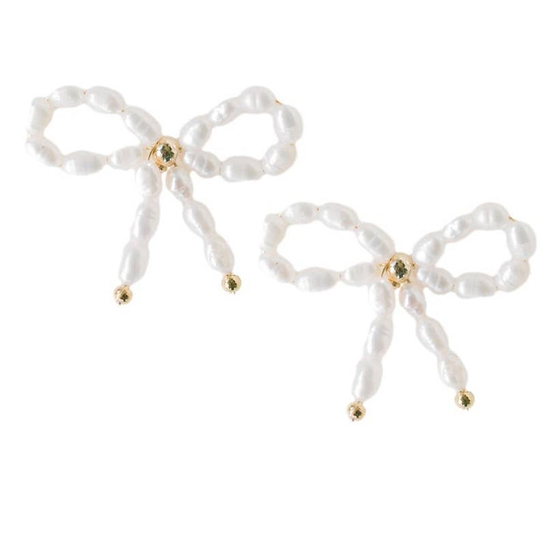 Petite Pearl Bow Stud Earrings