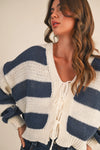 Striped Tie Front Cardigan
