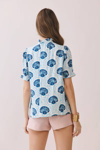 Shell Print Button Down Top