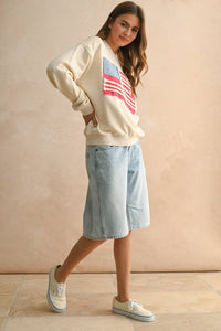 FLAG PATCH FRONT DETAIL SWEATSHIRTS