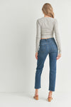 Hem Detail Straight Jeans