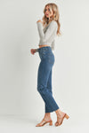 Hem Detail Straight Jeans