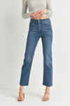 Hem Detail Straight Jeans