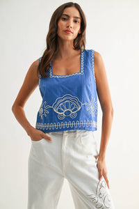 Seashell Embroidered Tank