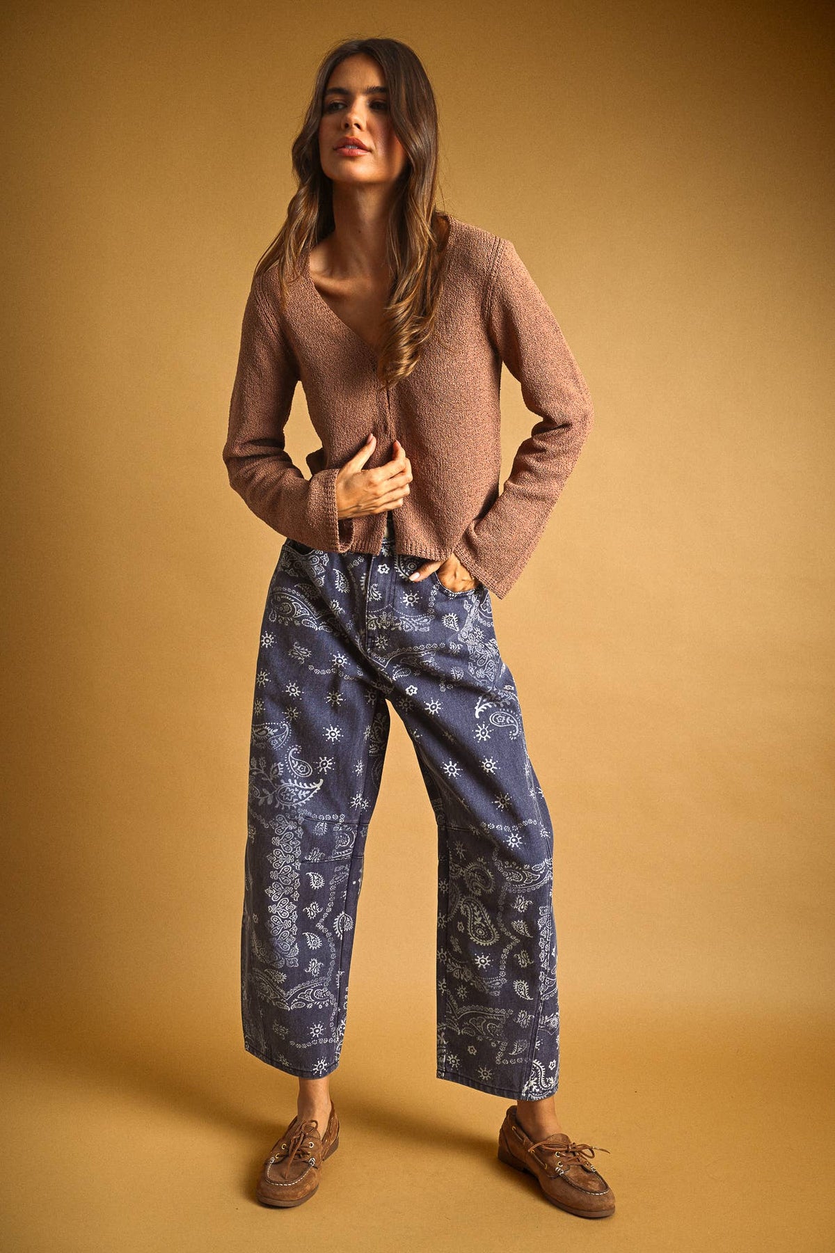 Paisley Print Washed Pants