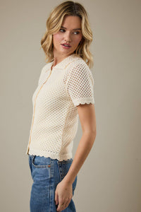 SHORT SLEEVE CROCHET TOP