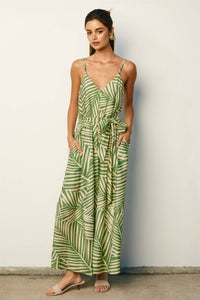 Tropical Leaf Flared Dress