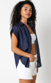 Casey Linen Top in Navy