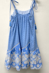 Embroidery Mini Dress in Blue
