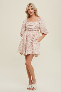 Floral Ruched Bust Dress