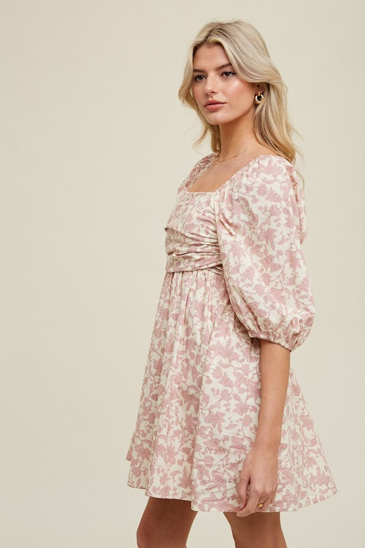 Floral Ruched Bust Dress