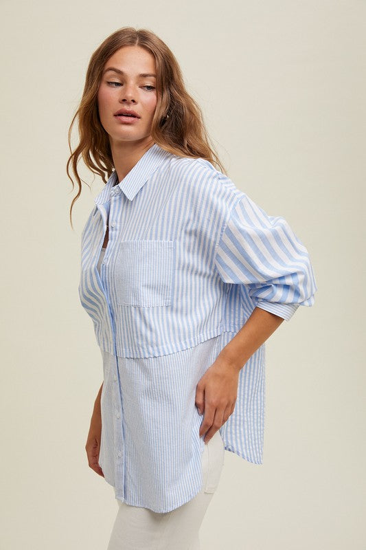 Multi-Striped Button Up Shirt