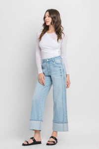 Cuffed Baggy Wide Jeans Light