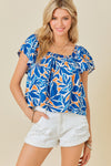 Tropical Print Square Neck Top