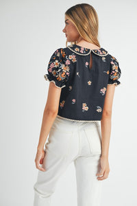 Floral Peter Pan Collar Top