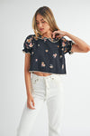 Floral Peter Pan Collar Top