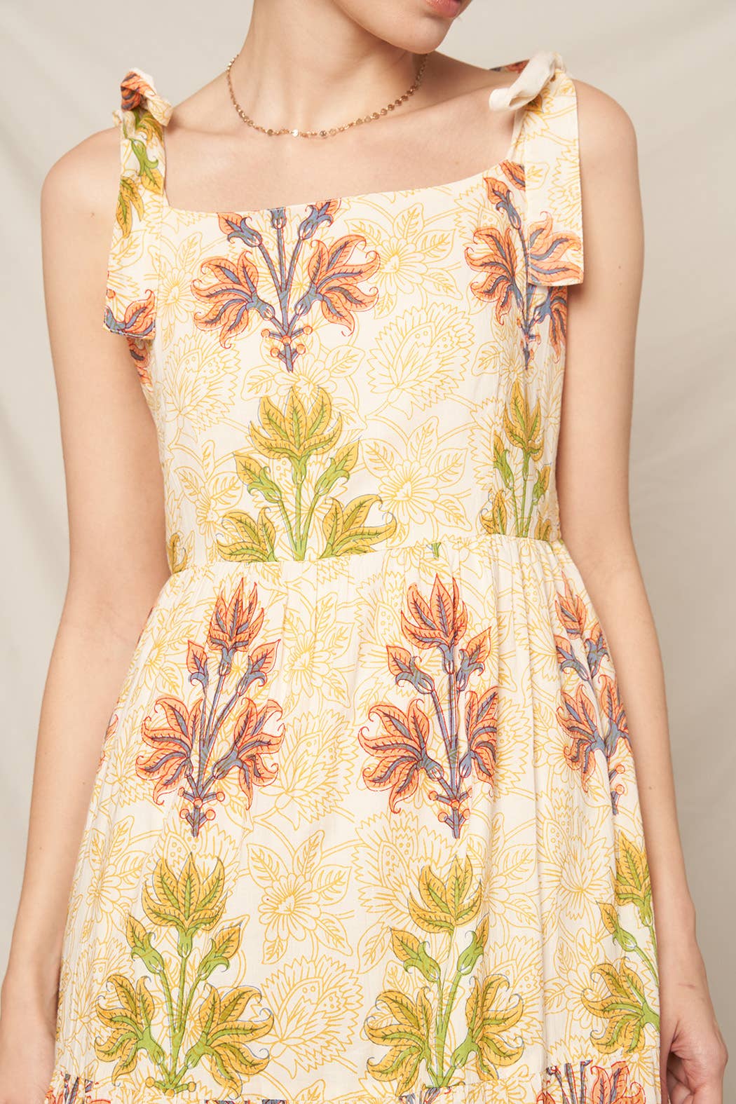 Block Print Tiered Maxi Dress