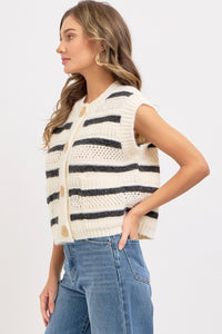 Striped Sweater Gold Button