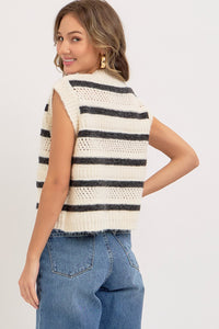 Striped Sweater Gold Button