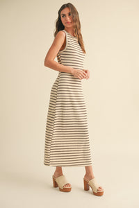 Striped Button Back Knit Dress
