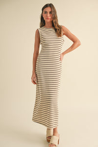 Striped Button Back Knit Dress