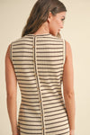 Striped Button Back Knit Dress