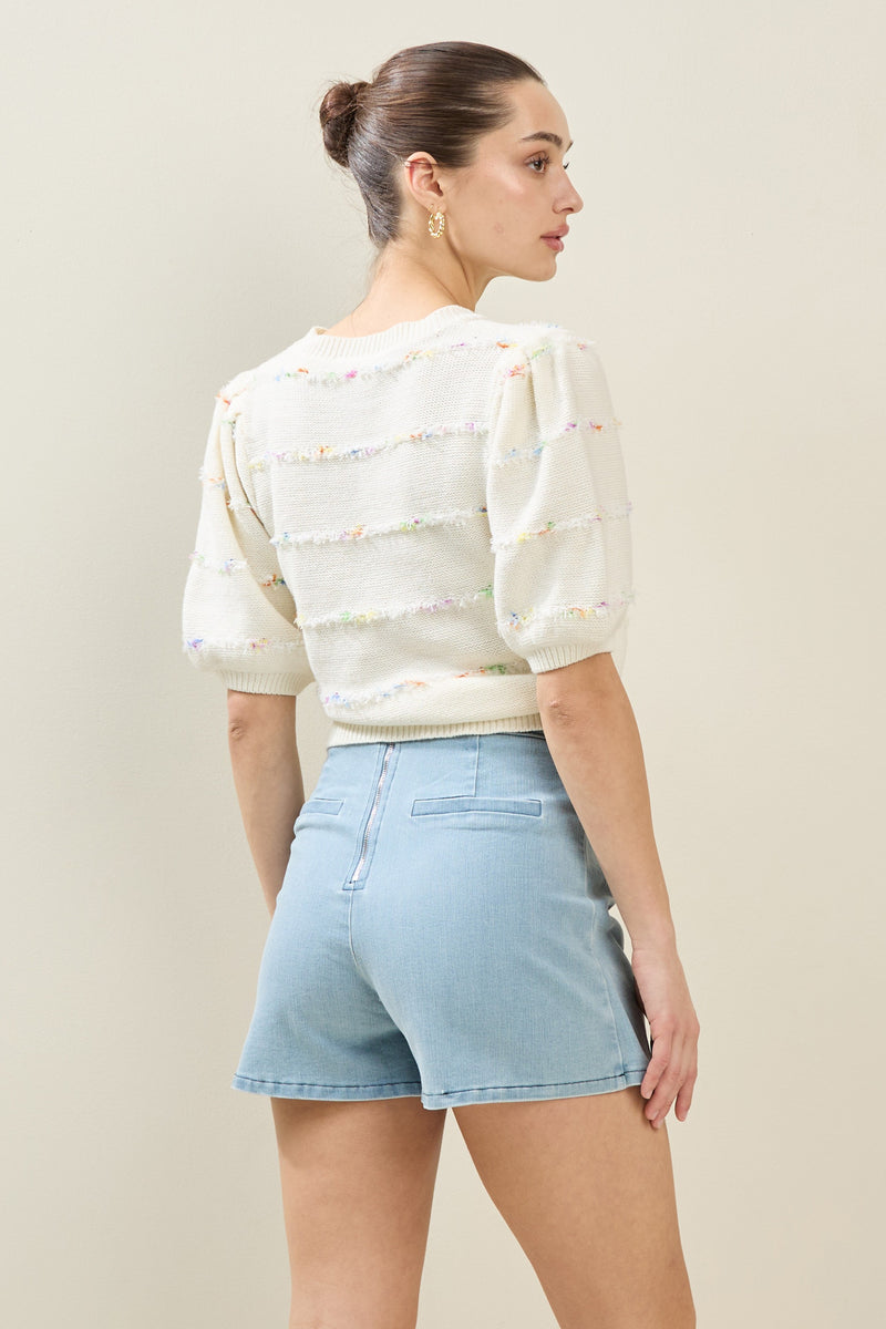 Color Yarn Sweater Top
