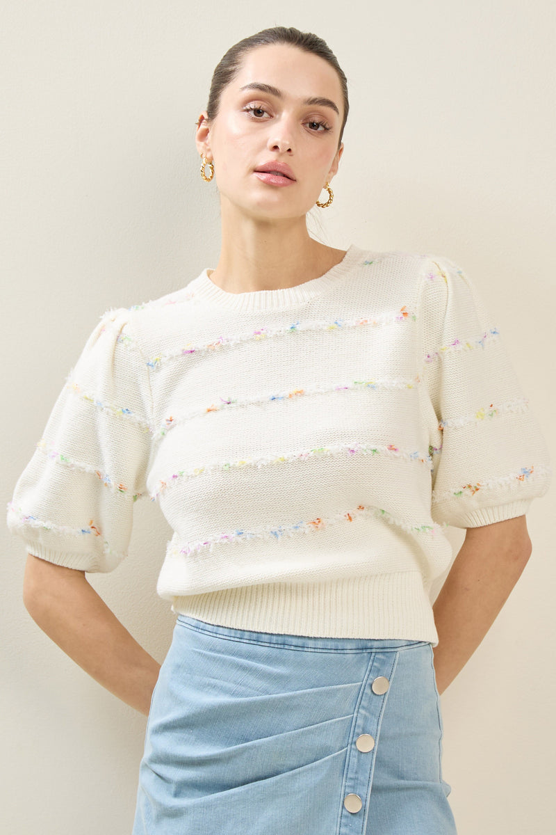 Color Yarn Sweater Top