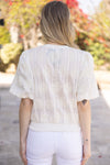 Stripe and Floral Embroidered Top
