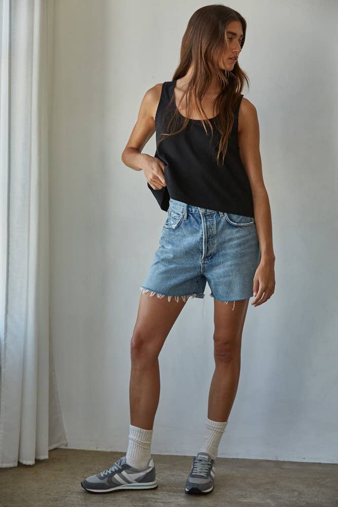 Knit Cotton Scoop Neck Sleeveless Tank Top