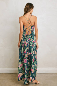 Tropical Front Knot Maxi Dress