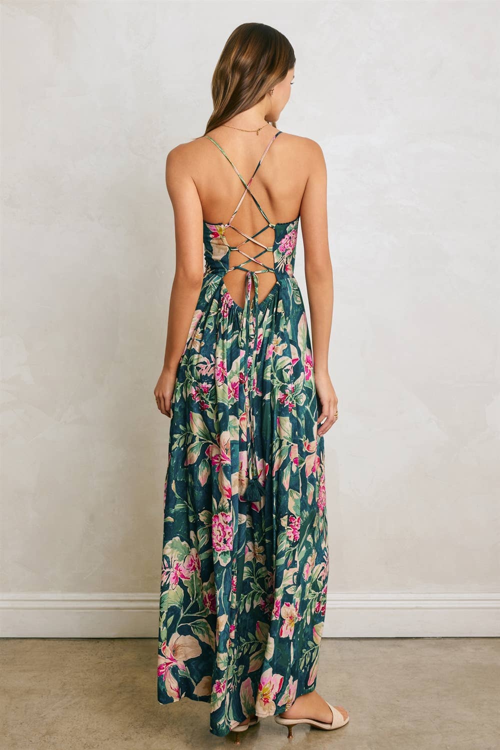 Tropical Front Knot Maxi Dress