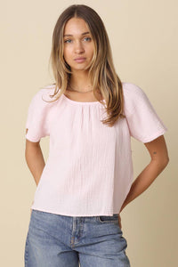 Melina Gathered Short-Sleeve Blouse