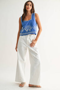 Seashell Embroidered Tank