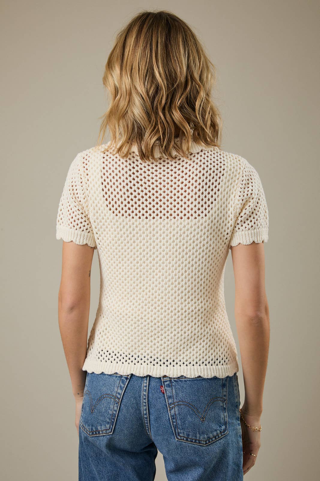 SHORT SLEEVE CROCHET TOP