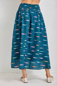 FISH PRINT MIDI SKIRT