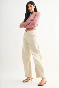 Raw Hem Barrel  ALMOND