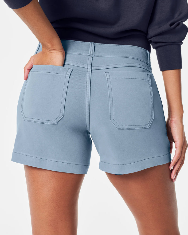 Spanx 4" Twill Shorts in Mountain Blue